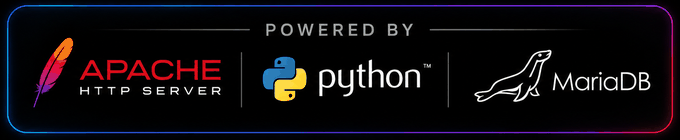 Powered by Apache HTTP Server, Python and MariaDB